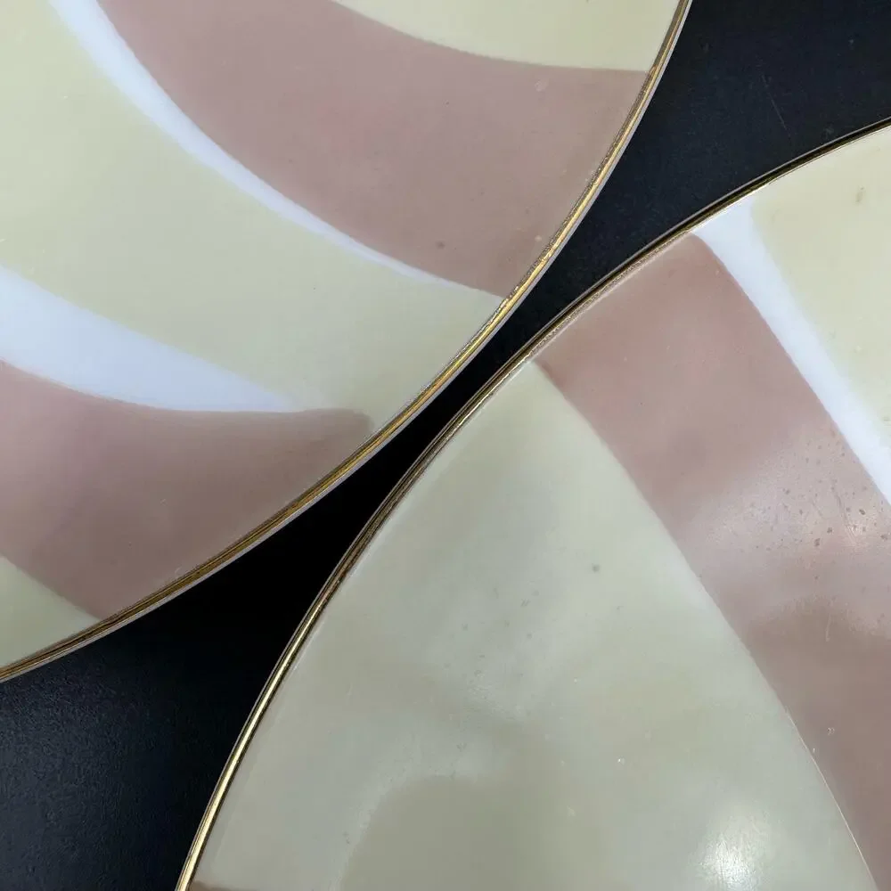 Vintage Pink and Yellow Swirl Salad Plates by Mascot (Japan) Pattern NA-960
